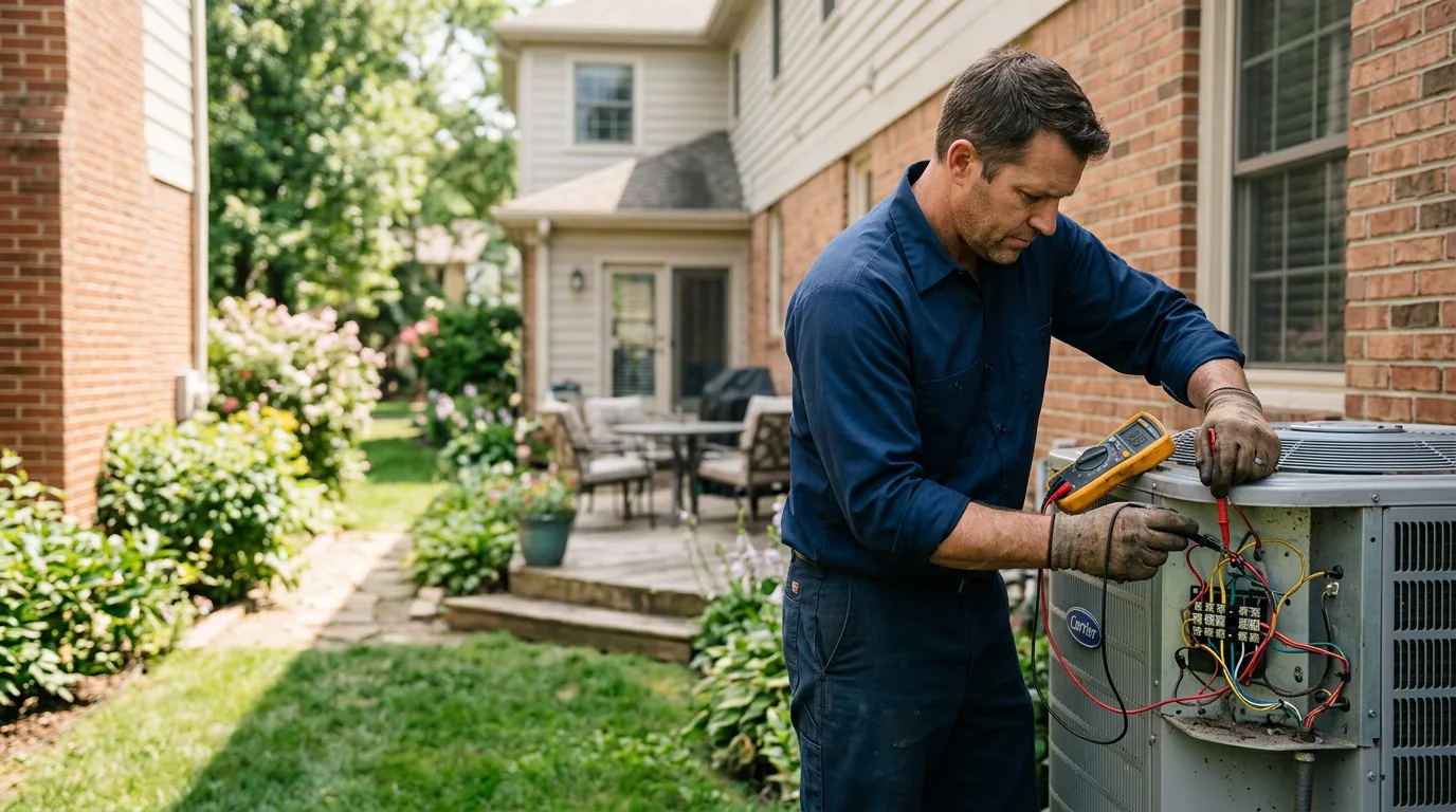 HVAC technician working near Deerfield, MA